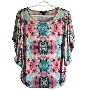 Style & Co Womens Floral Sides Adjustable Top Blouse Large Petite